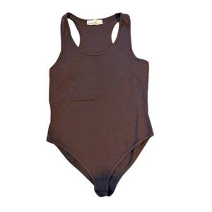 Zenana Brown Racerback‎ Bodysuit Sleeveless Top Womens XL Cotton Blend Casual